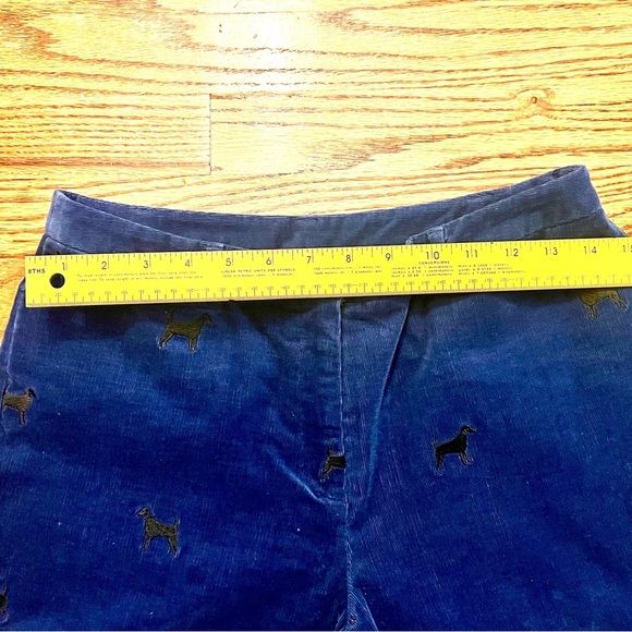 Lilly Pulitzer Blue Corduroy Velour Pants with Black Dog Embroidery Size 6 - Picture 5 of 8